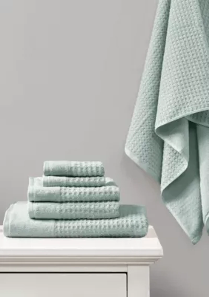 Spa Waffle 6 Piece Jacquard Combed Cotton Towel Set
