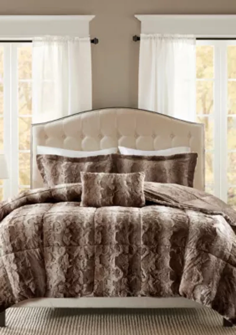 Zuri 4 Piece Faux Fur Comforter Set