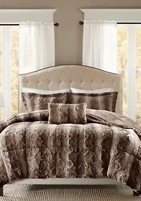 Zuri 4 Piece Faux Fur Comforter Set