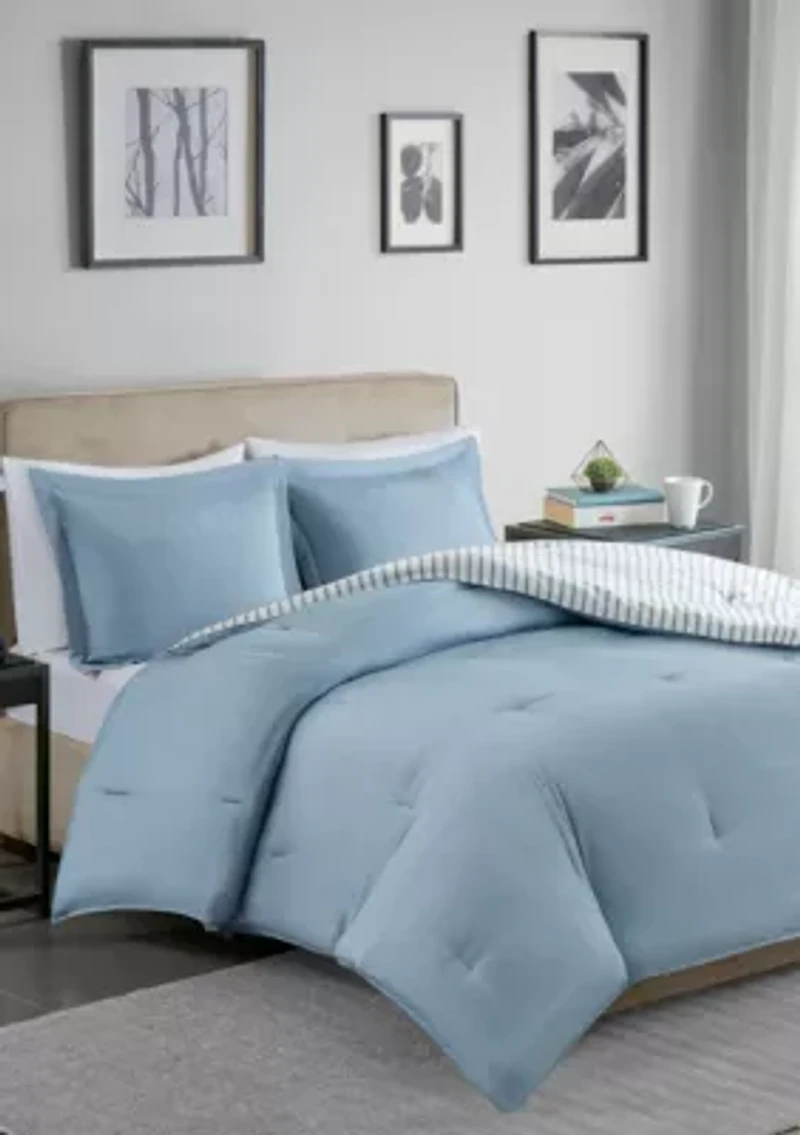 Hayden Reversible Stripe Down Alternative Comforter Mini Set
