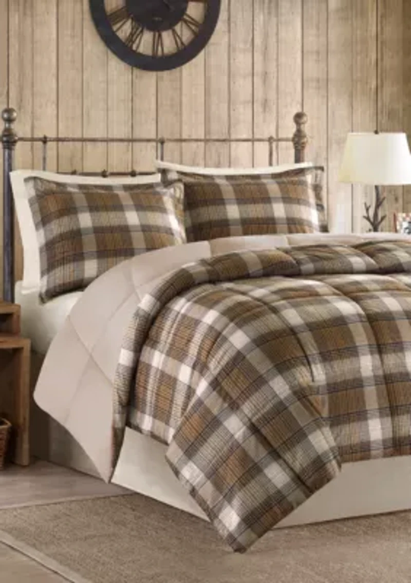 Lumberjack Classic Quilting Soft and Cozy Microfiber Solid Reverse Down Alternative Comforter Set
