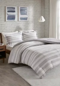 Cole Stripe Print Ultra Soft Cotton Blend Jersey Knit Duvet Cover Set