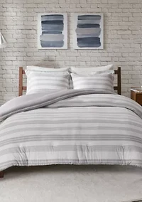 Cole Stripe Print Ultra Soft Cotton Blend Jersey Knit Duvet Cover Set