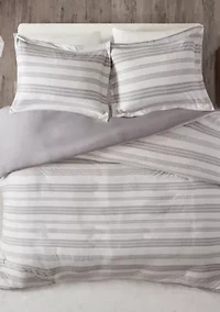 Cole Stripe Print Ultra Soft Cotton Blend Jersey Knit Duvet Cover Set