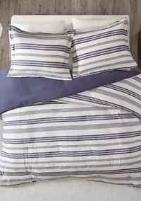 Cole Stripe Print Ultra Soft Cotton Blend Jersey Knit Duvet Cover Set