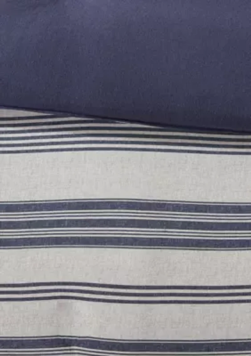 Cole Stripe Print Ultra Soft Cotton Blend Jersey Knit Duvet Cover Set