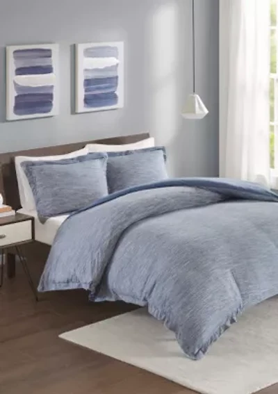 Space Dyed Melange Cotton Jersey Knit Duvet Cover Set