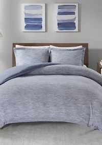 Space Dyed Melange Cotton Jersey Knit Duvet Cover Set