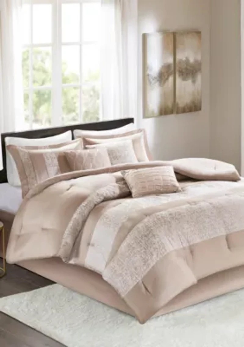 Ava 7 Piece Chenille Jacquard Comforter Set