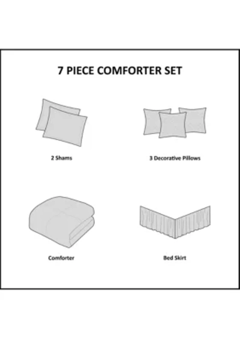Ava 7 Piece Chenille Jacquard Comforter Set