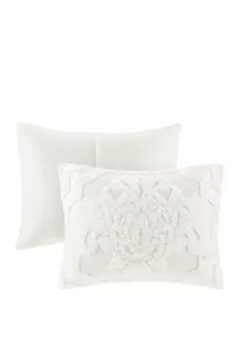 Viola 3-Piece Tufted Cotton Chenille Damask Comforter Set