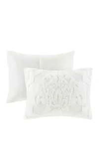 Viola 3-Piece Tufted Cotton Chenille Damask Comforter Set