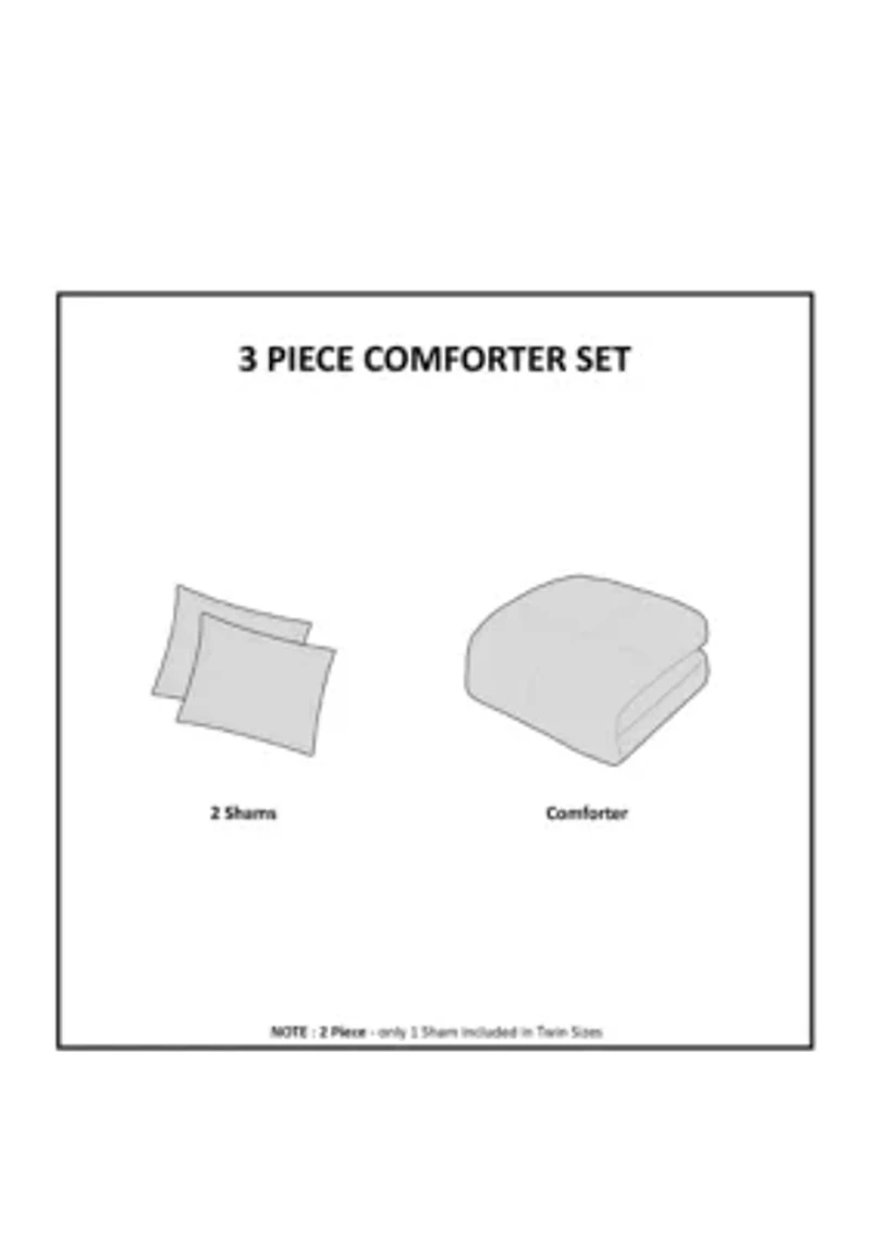 Viola 3-Piece Tufted Cotton Chenille Damask Comforter Set
