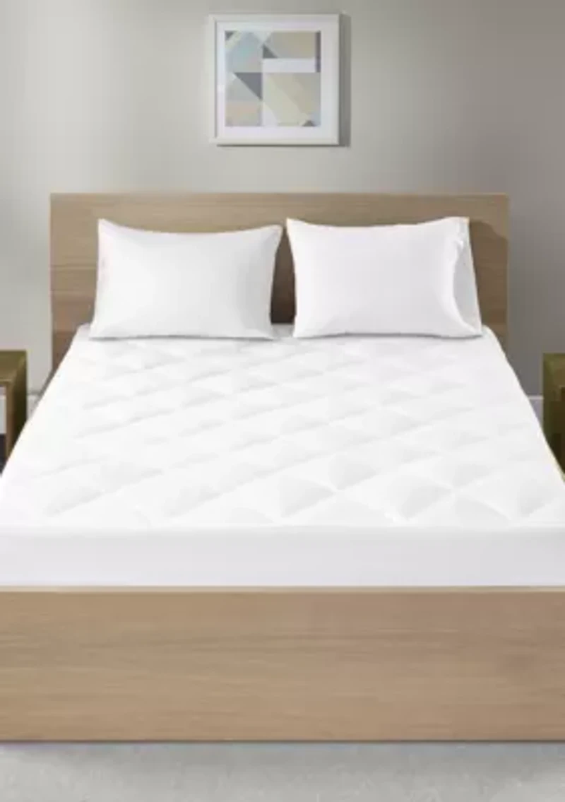 Quiet Nights Cotton Sateen Waterproof Diamond Quilting Down Alternative Mattress Pad
