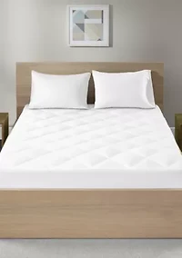 Quiet Nights Cotton Sateen Waterproof Diamond Quilting Down Alternative Mattress Pad
