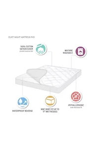 Quiet Nights Cotton Sateen Waterproof Diamond Quilting Down Alternative Mattress Pad