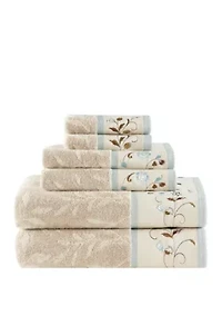 Serene Embroidered Cotton Jacquard 6 Piece Towel Set
