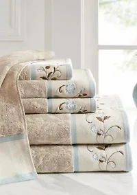 Serene Embroidered Cotton Jacquard 6 Piece Towel Set