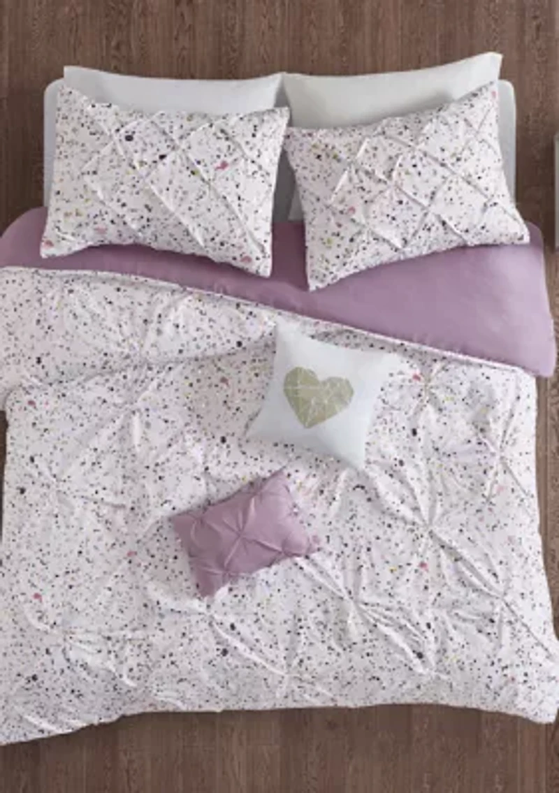 Abby Metallic Printed and Pintucked Comforter Set