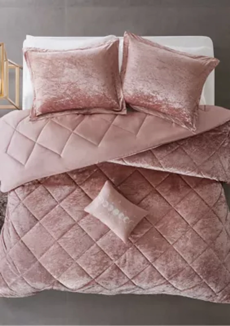 Felicia Velvet Comforter Set with Throw Pillow