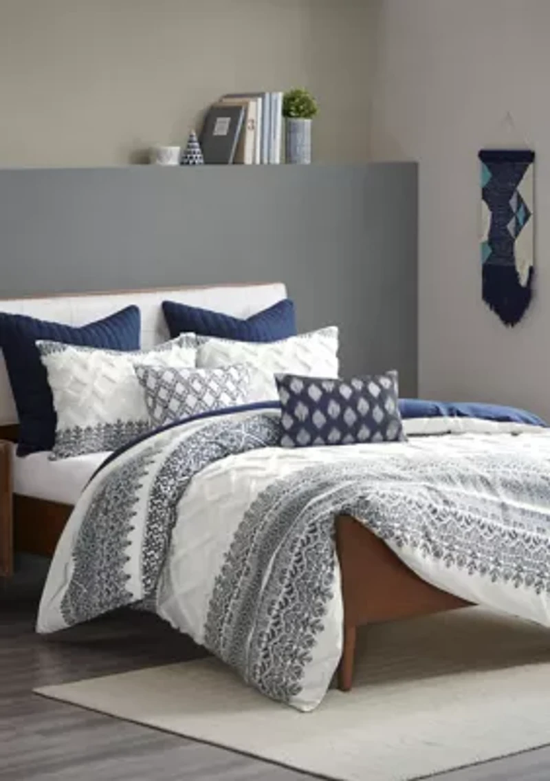 Mila Cotton Printed Comforter Set with Chenille