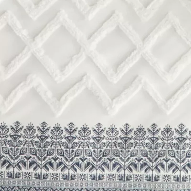 Mila 3 Piece Cotton Duvet Cover Set with Chenille Tufting