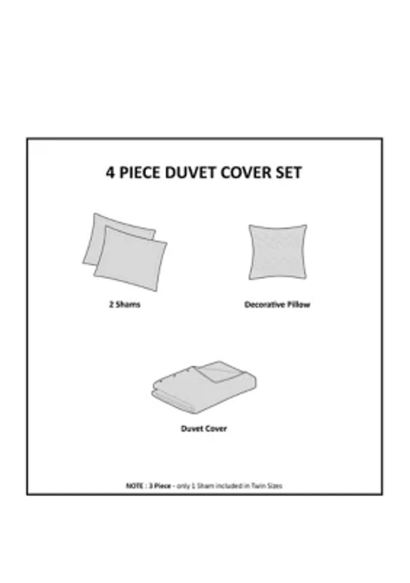 Glimmer Metallic Glitter Printed Reversible Duvet Cover Set