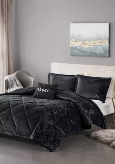 Felicia Velvet Comforter Set with Throw Pillow