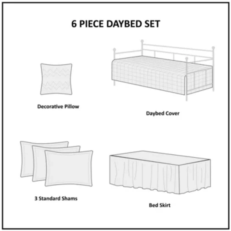 Tuscany 6 Piece Reversible Scalloped Edge Daybed Cover Set