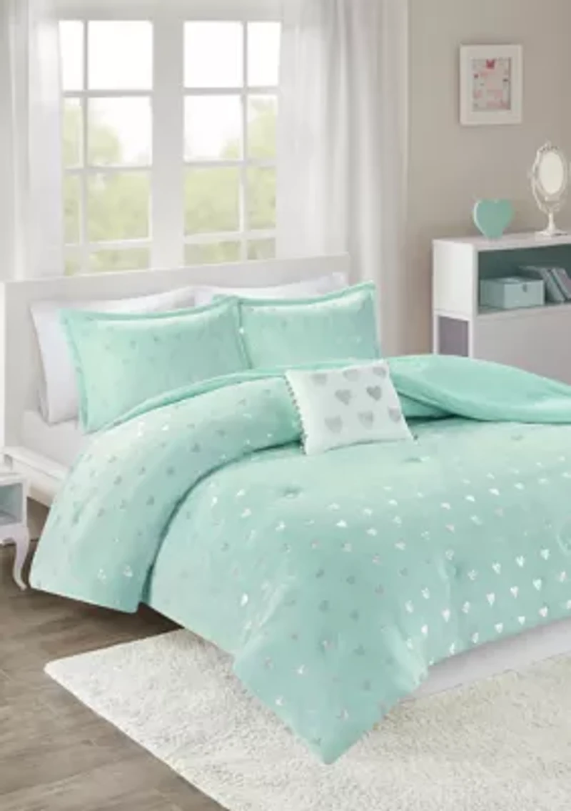 Rosalie Metallic Printed Plush Comforter Set