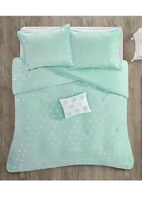 Rosalie Metallic Printed Plush Comforter Set