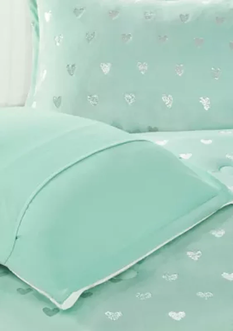 Rosalie Metallic Printed Plush Comforter Set