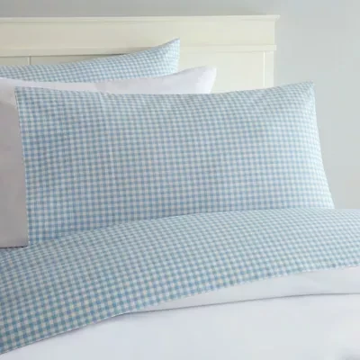 Gingham 250 Thread Count Cotton Percale Sheet Set