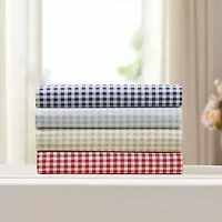 Gingham 250 Thread Count Cotton Percale Sheet Set
