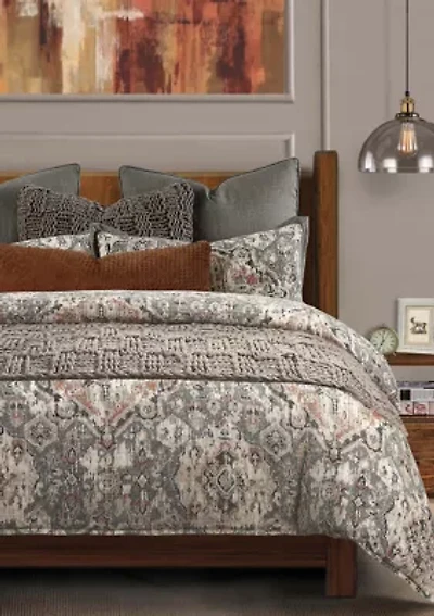 Carmen Taupe Vintage Kilim Medallion Comforter Set, 3 Piece