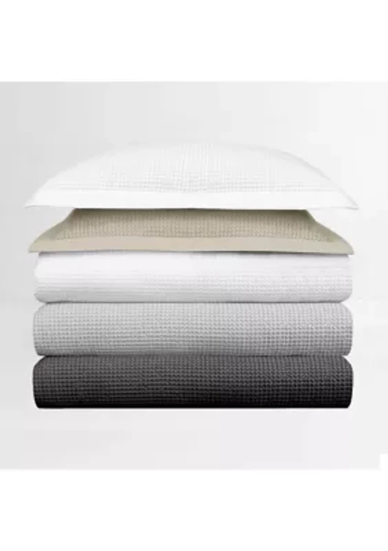 Waffle Weave Cotton Coverlet Set