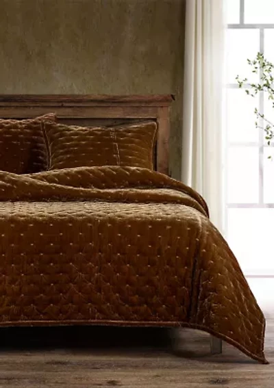 HiEnd Accents Stella Solid Color Faux Silk Velvet Romantic Modern Rustic 1 Piece Quilt