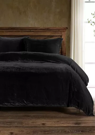 HiEnd Accents Stella Faux Silk Velvet Romantic Western 3 Piece Duvet Cover Set