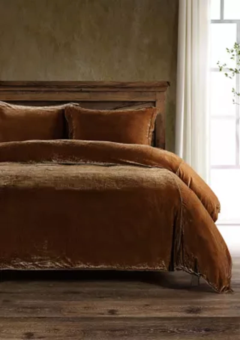 HiEnd Accents Stella Faux Silk Velvet Romantic Western 3 Piece Duvet Cover Set