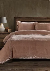 HiEnd Accents Stella Faux Silk Velvet Romantic Western 3 Piece Duvet Cover Set