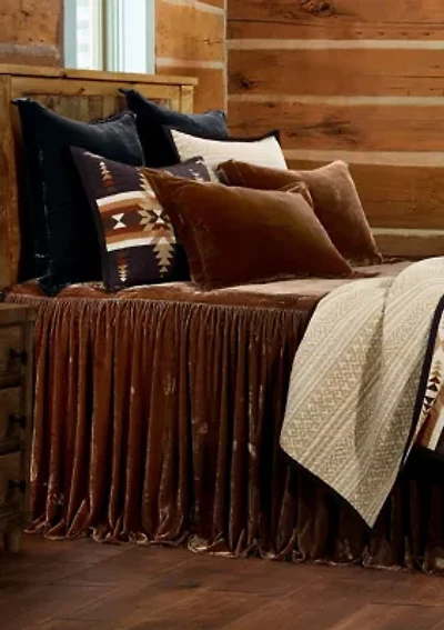 HiEnd Accents Stella Faux Silk Velvet Ruffle Skirt Bedspread Set with Pillow Shams, 3PC