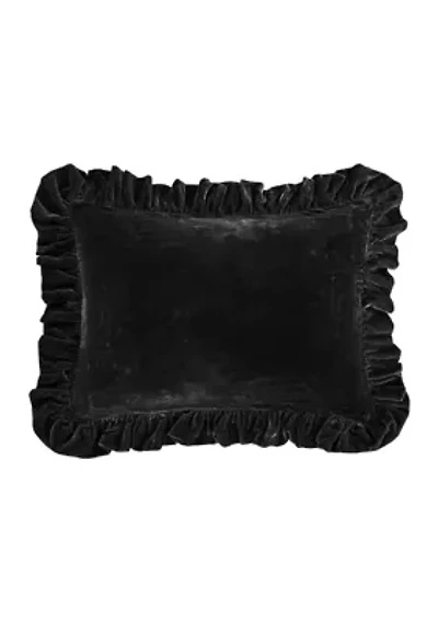 Stella Faux Silk Velvet Ruffled Oblong Pillow