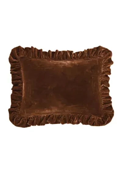 Stella Faux Silk Velvet Ruffled Oblong Pillow