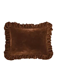 Stella Faux Silk Velvet Ruffled Oblong Pillow