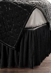 HiEnd Accents Stella Faux Silk Velvet Romantic Western Bed Skirt, 1PC