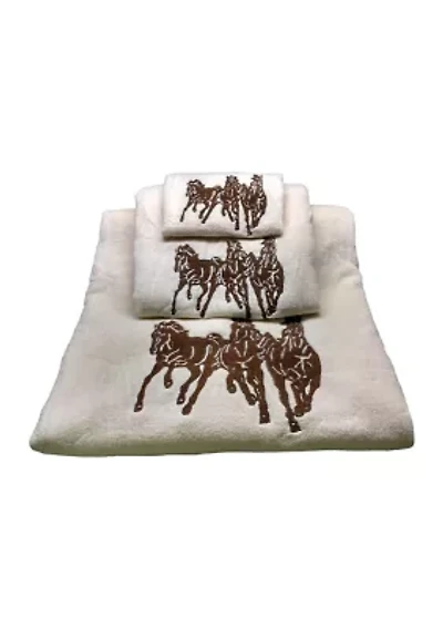 Embroidered 3-Horse Towel Set