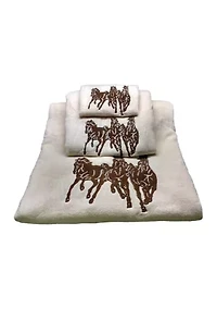 Embroidered 3-Horse Towel Set