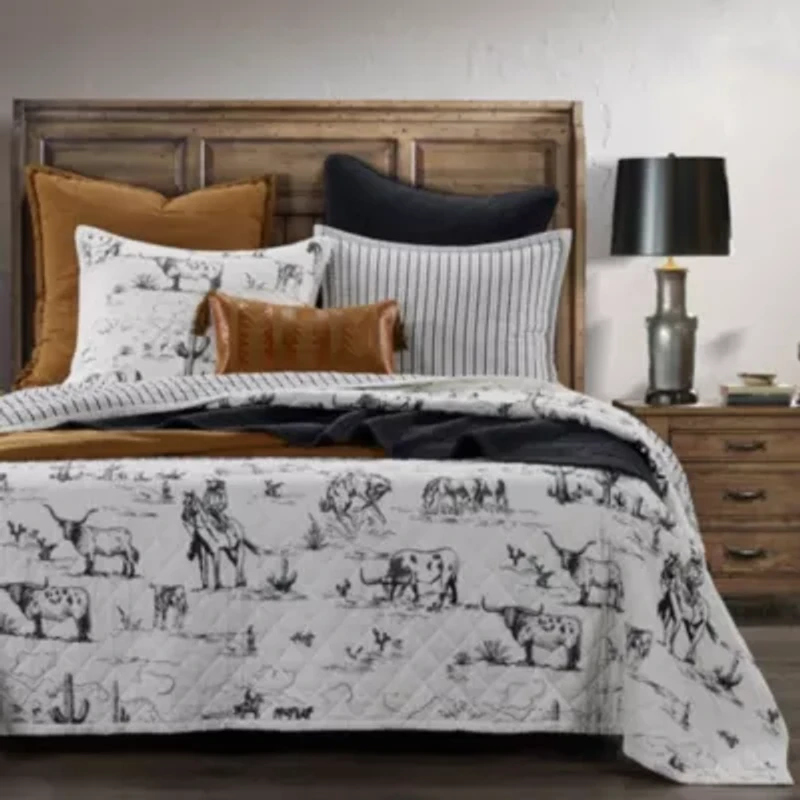 Ranch Life Western Toile Reversible Quilt Set, 3-Piece
