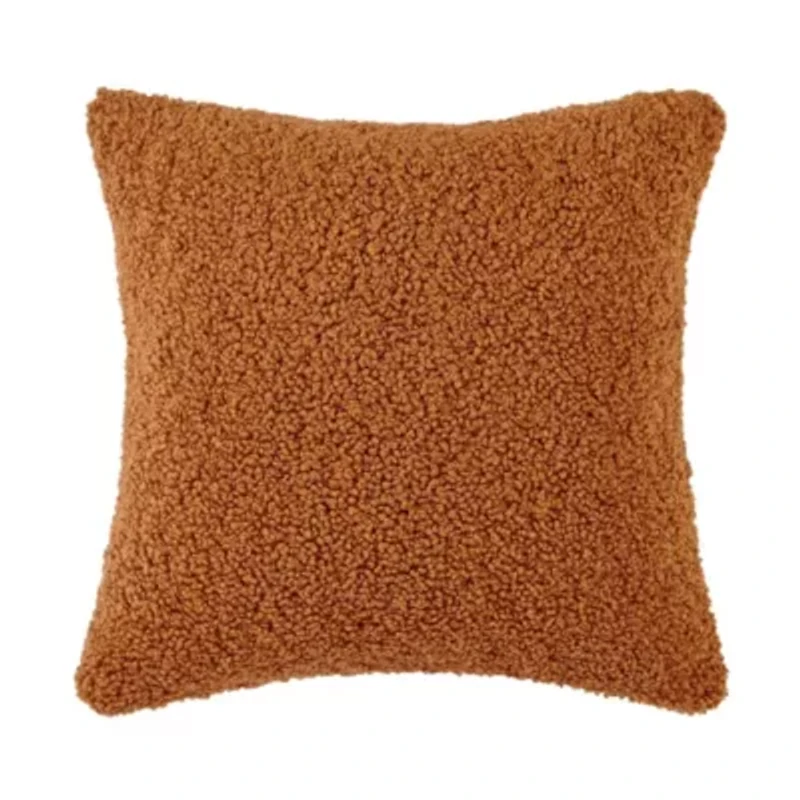 HiEnd Accents Teddy Textured Boucle Decorative Pillow with Down Insert, 18" x