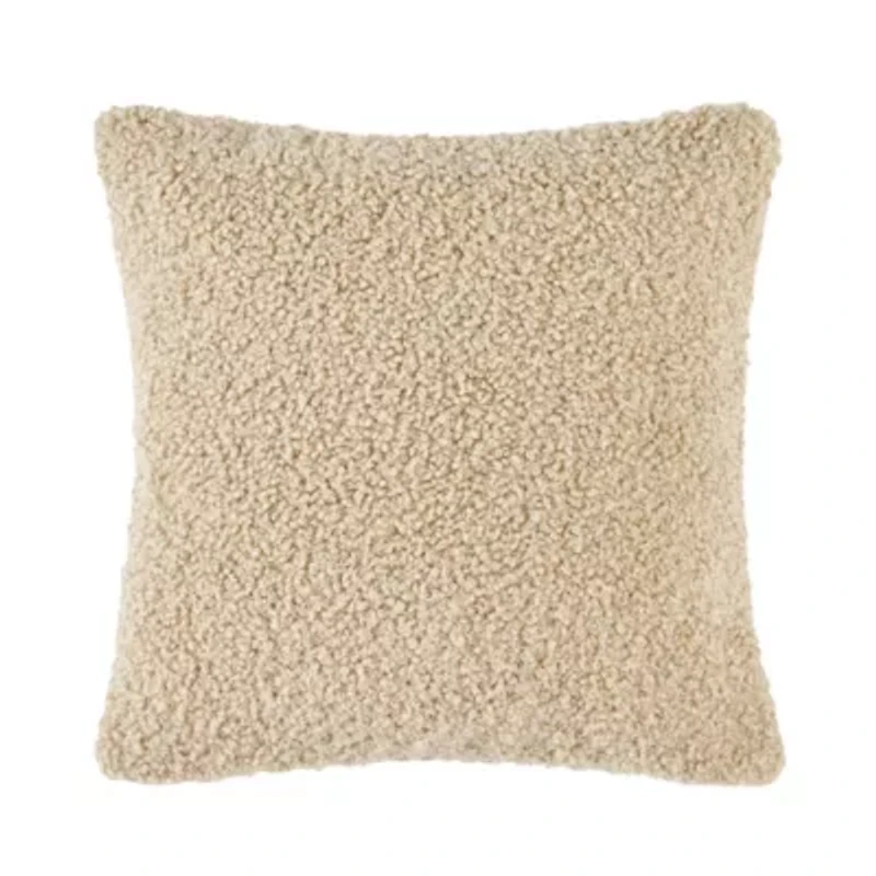 HiEnd Accents Teddy Textured Boucle Decorative Pillow with Down Insert, 18" x